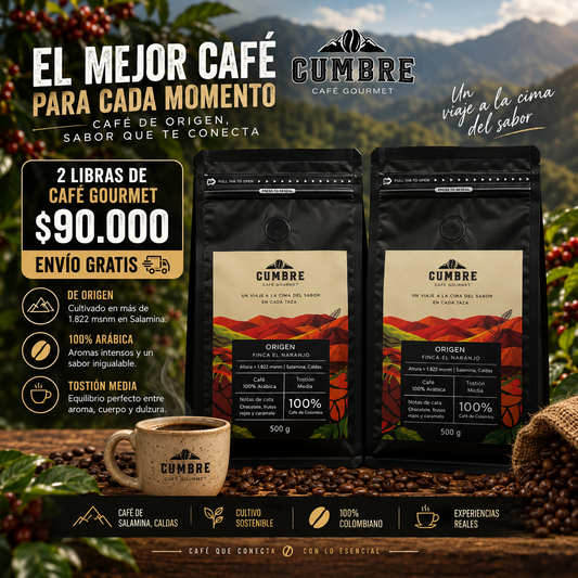 Combo 2 Libras — Café Cumbre Origen 500 g x2 · Envío gratis en Bogotá